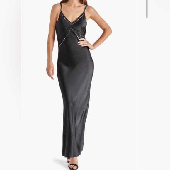 Steve Madden Dresses & Skirts - NWT Steve Madden Reese Satin Maxi Slipdress, Black Double strap with beads